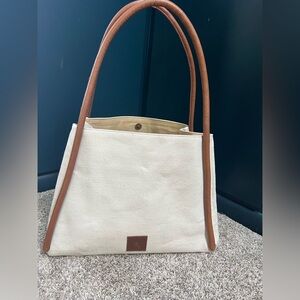 Canvas and leather tote bag